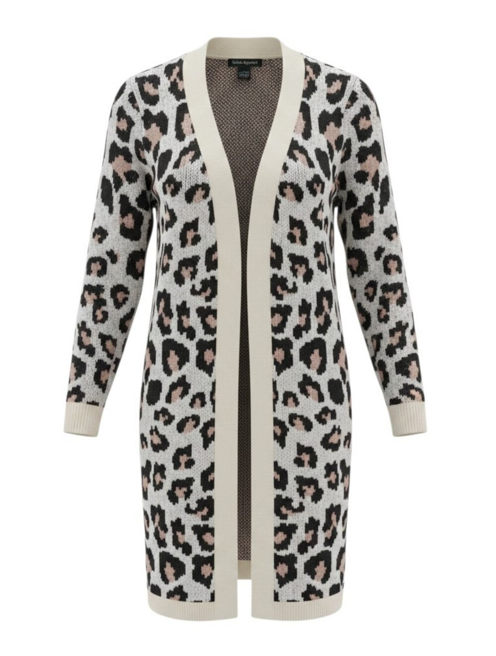 Soho Apparel Cream and Black Leopard Knit Cardigan